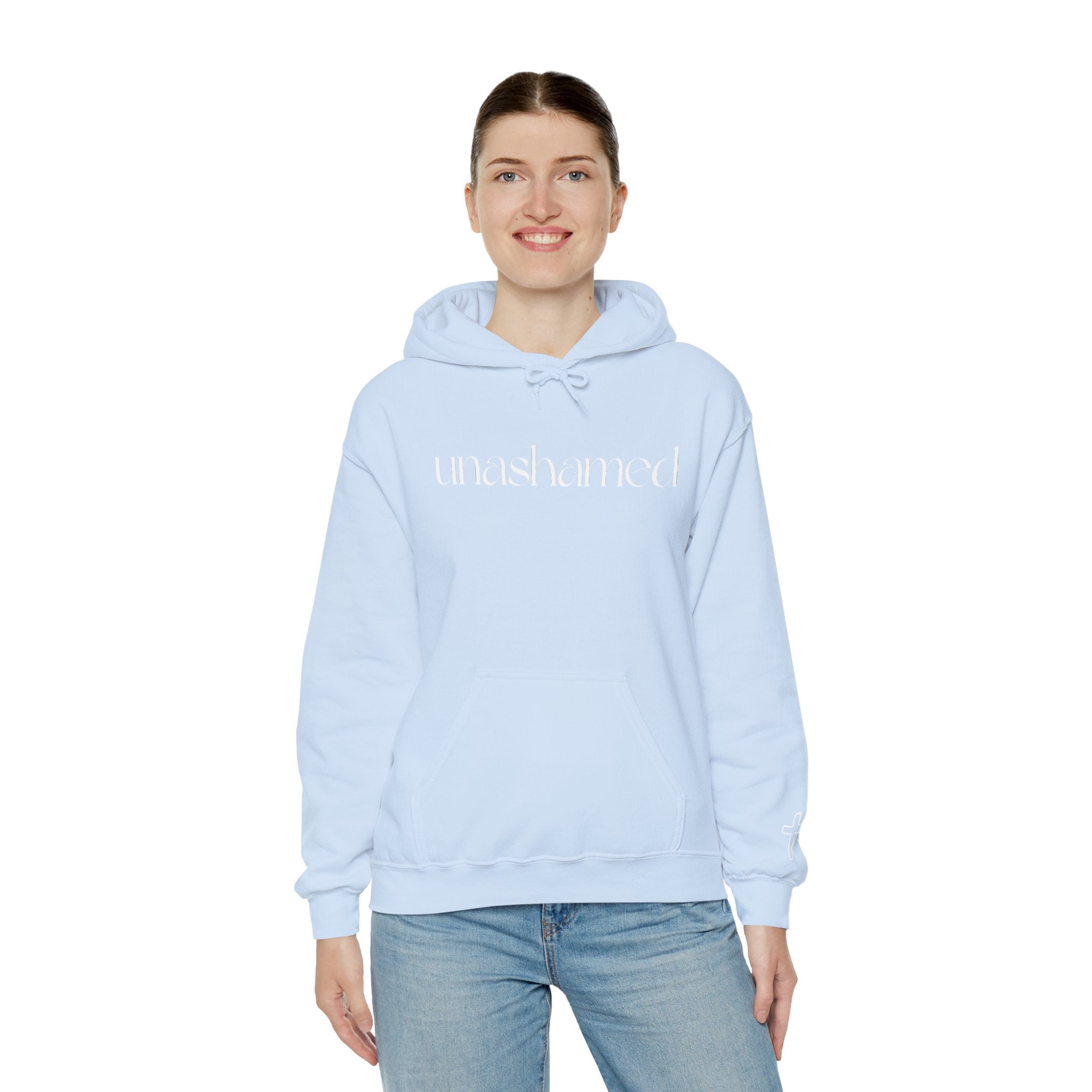 Men & Women Hoodies (Unisex) - I am UNASHAMED white font