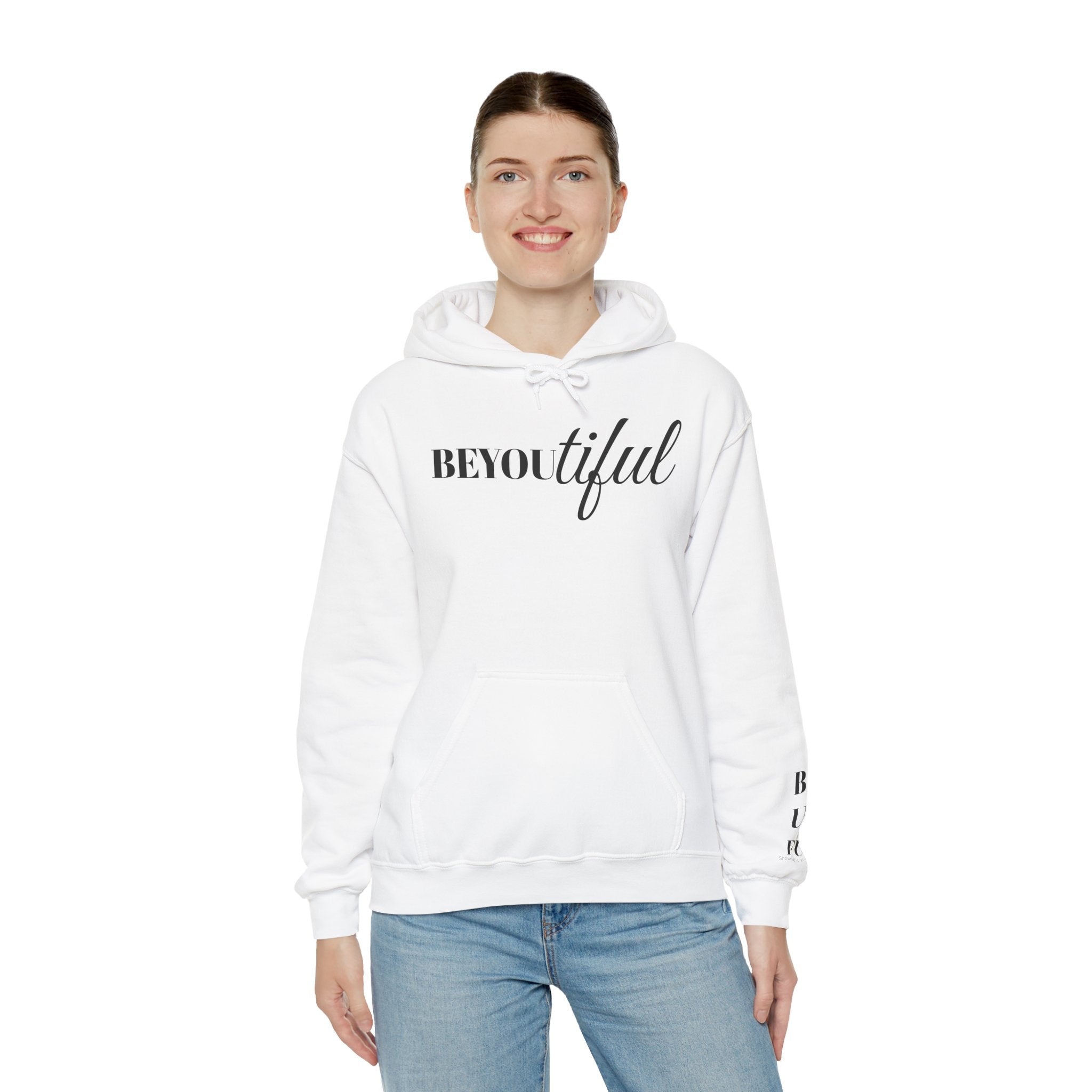 BEYOUtiful Hoodie | Faith Christian Heart Sleeve Design