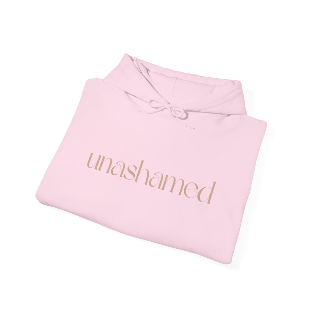Men & Women Hoodies (Unisex) - I am UNASHAMED beige font