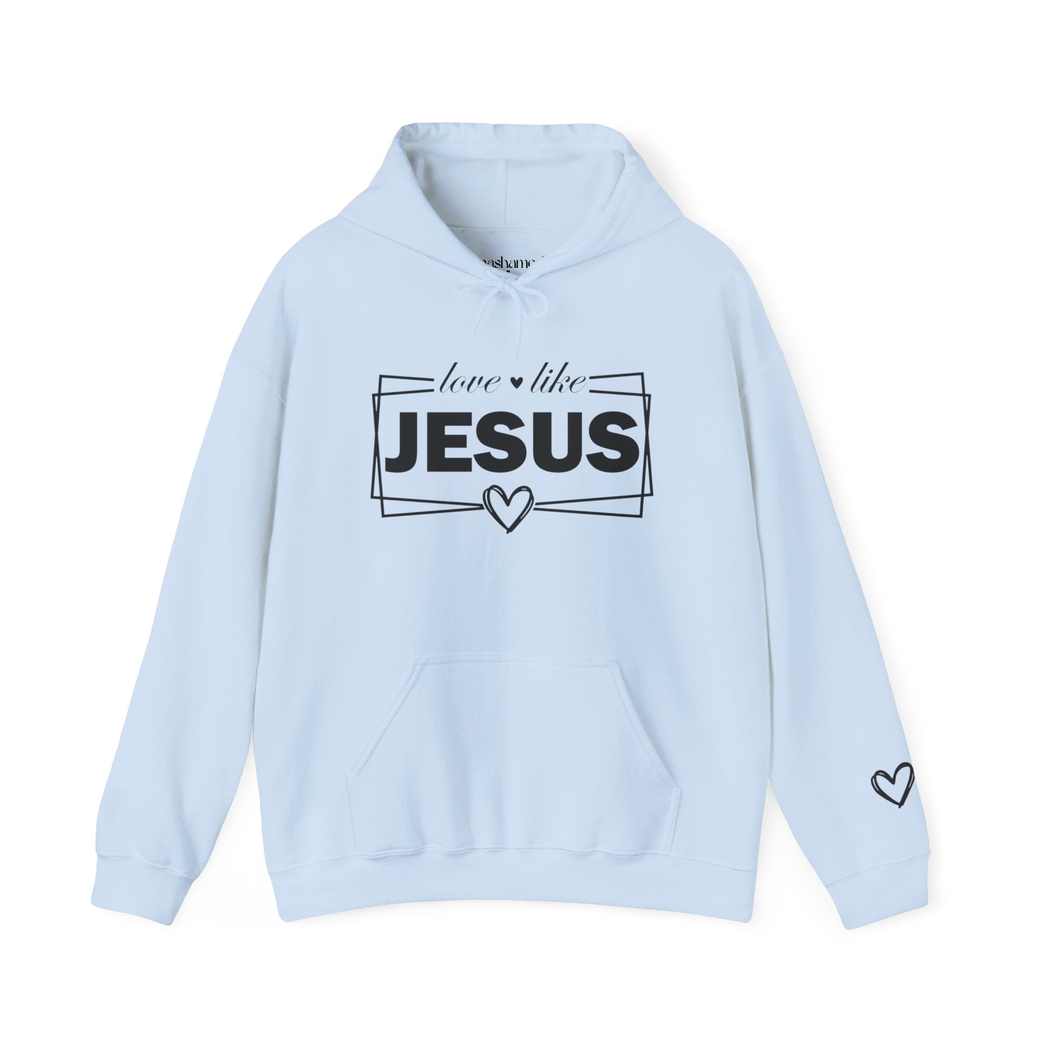 Love like Jesus Hoodie | Faith Christian Heart Sleeve Design