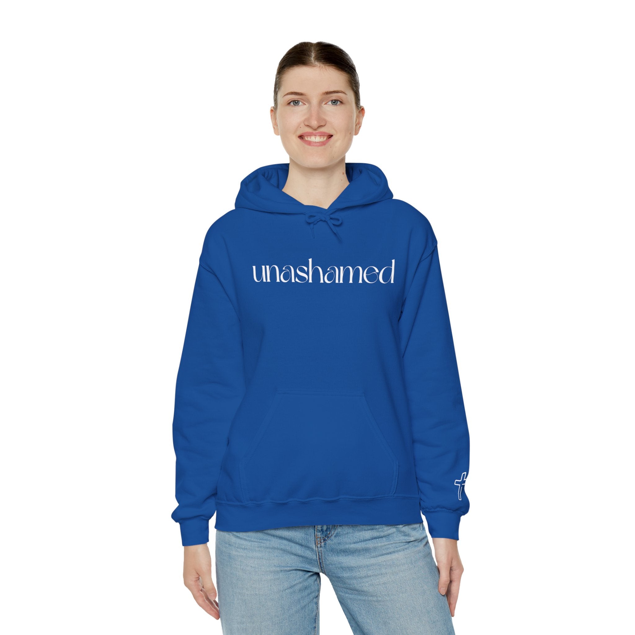 Men & Women Hoodies (Unisex) - I am UNASHAMED white font