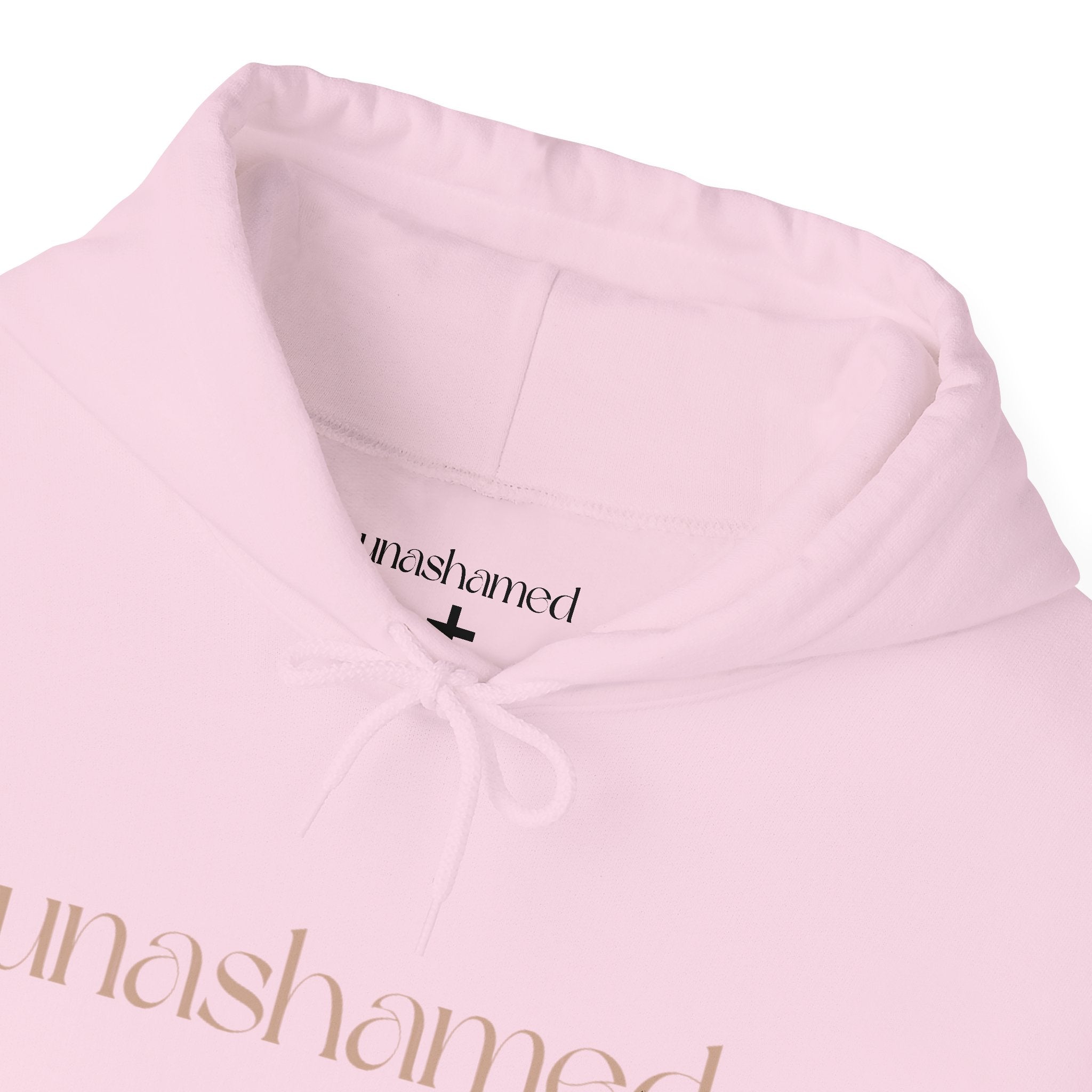 Men & Women Hoodies (Unisex) - I am UNASHAMED beige font