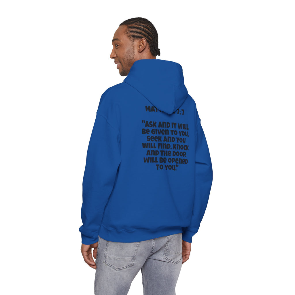 Men & Women Hoodies (Unisex) - Matthew 7:7 Cross Hoodie | Bible Verse Scripture