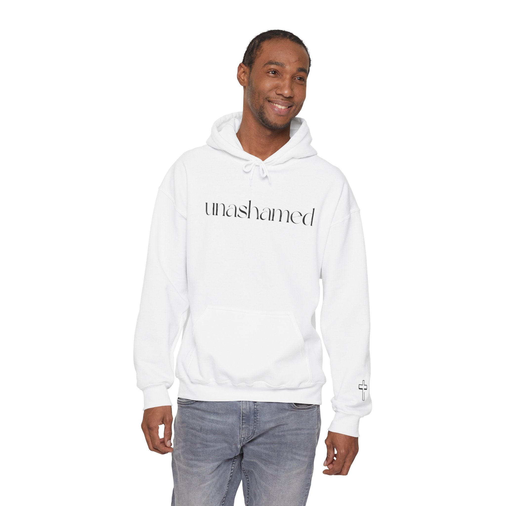 Men & Women Hoodies (Unisex) - I am UNASHAMED black font