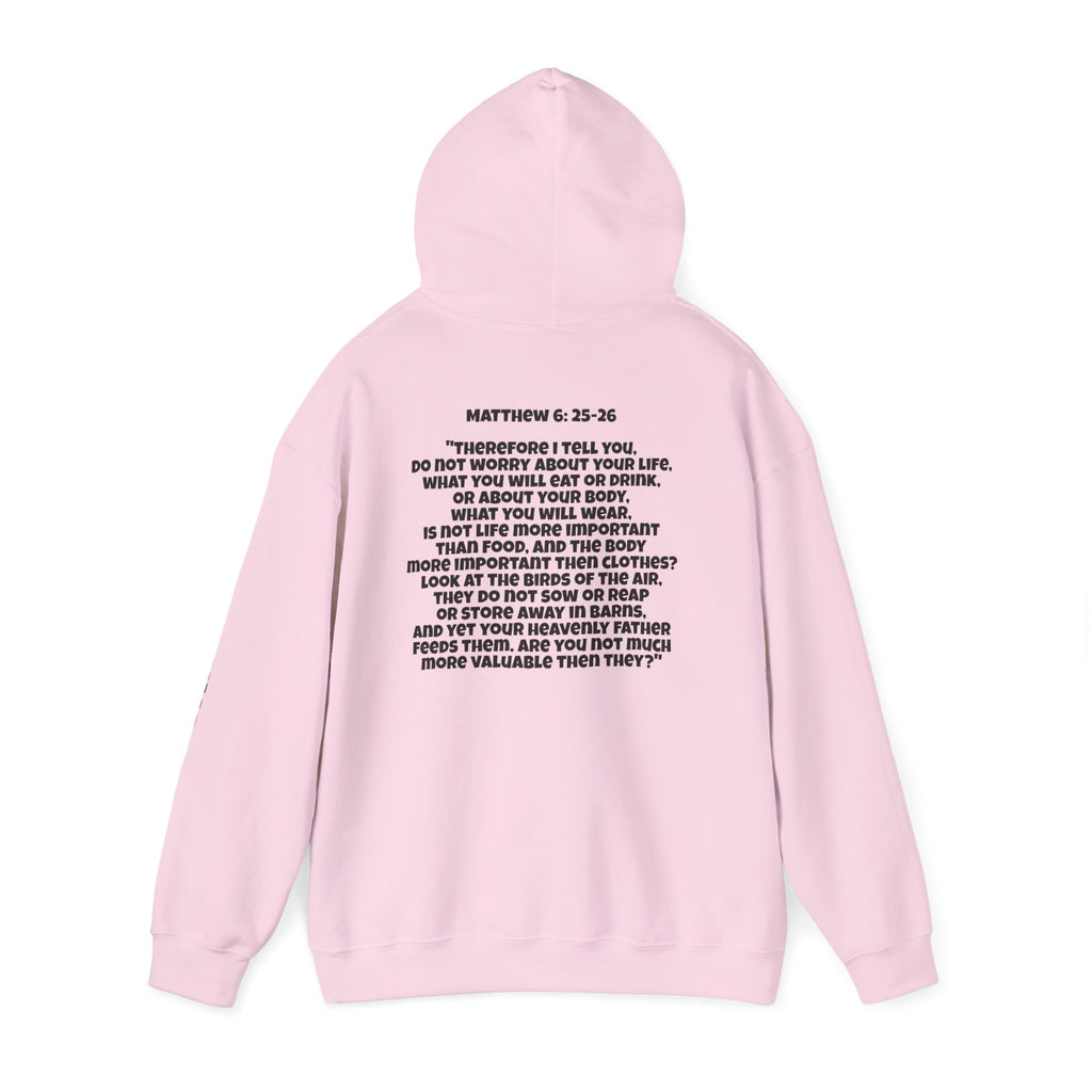 Men & Women Hoodie (Unisex) - Matthew 6: 25-26 Cross Hoodie | Bible Verse Scripture