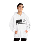 God is Within Her Hoodie | Faith Christian Heart Sleeve Design