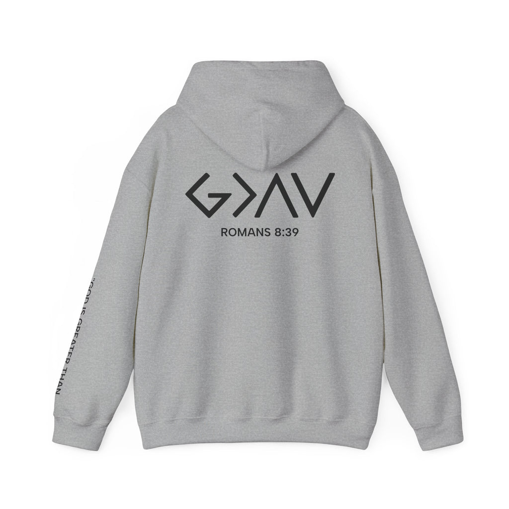 Men Hoodie - Romans 8:39 | GOD IS GREATER THAN MY HIGHS AND MY LOWS