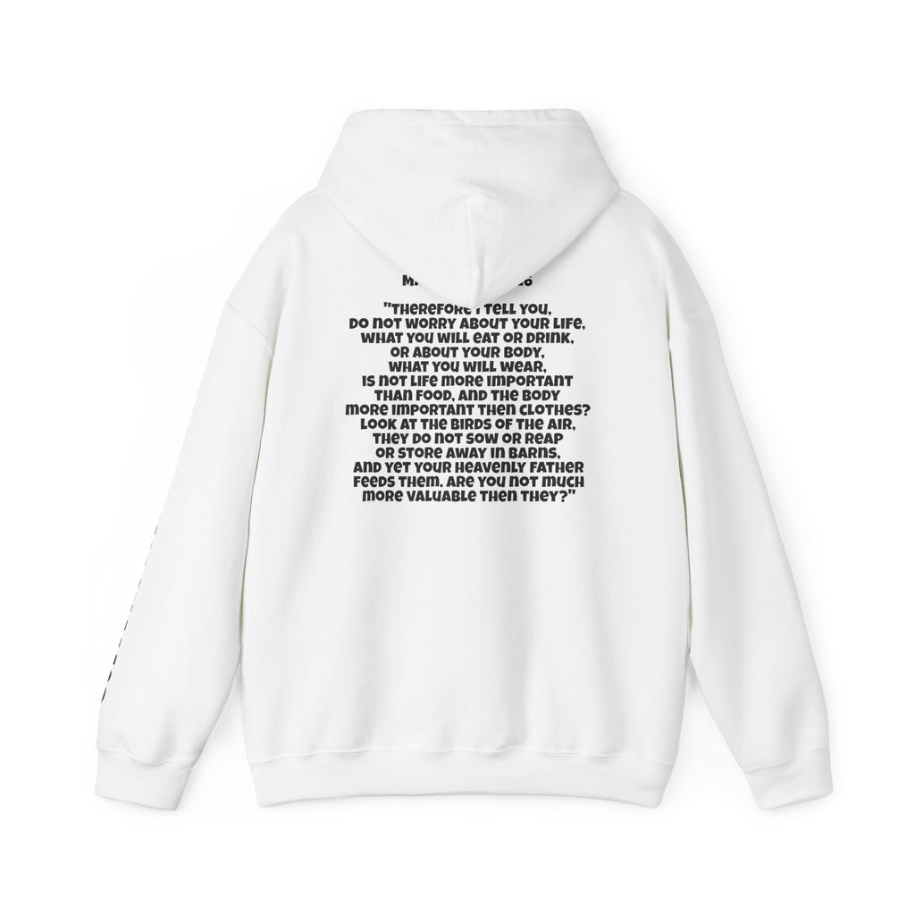 Men & Women Hoodie (Unisex) - Matthew 6: 25-26 Cross Hoodie | Bible Verse Scripture