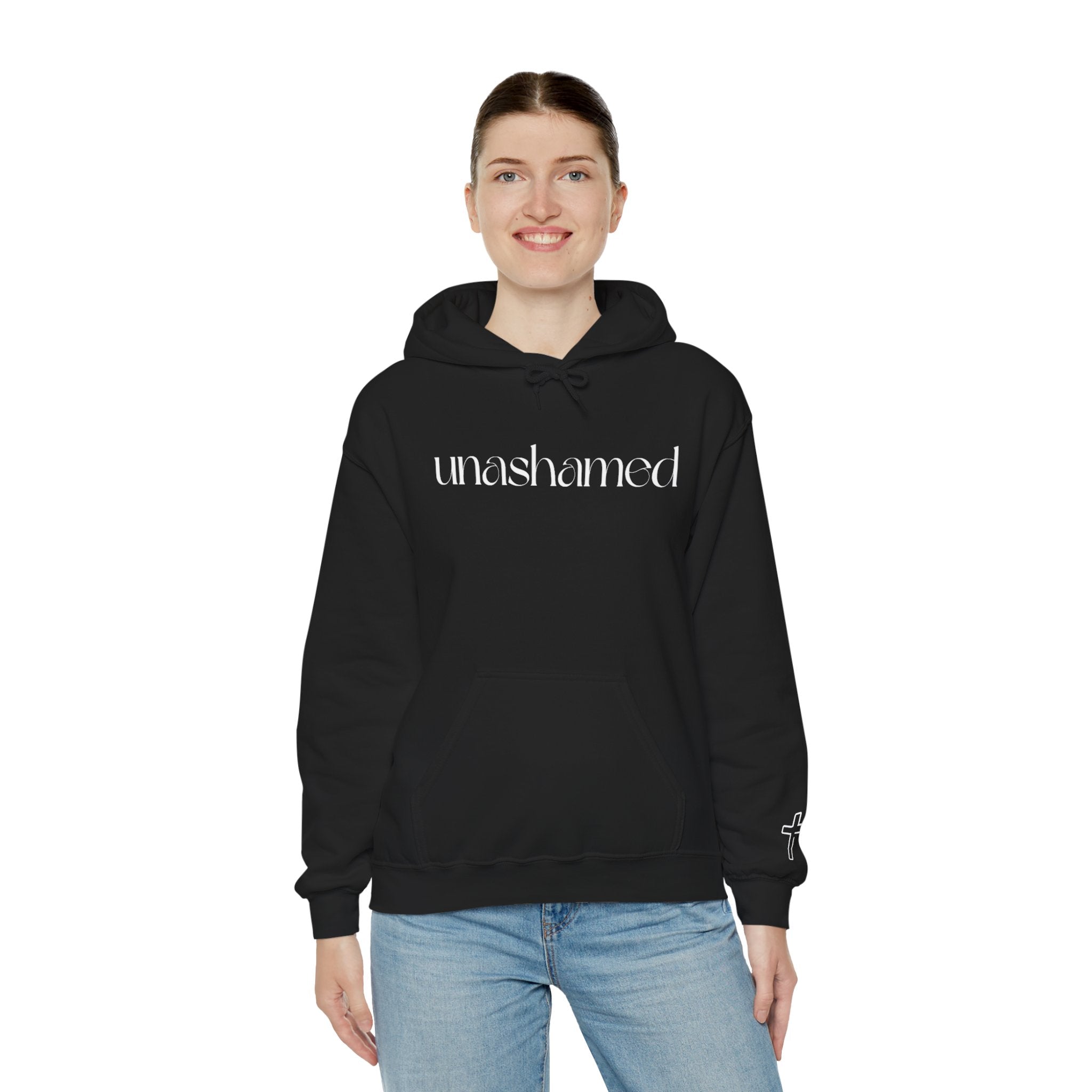 Men & Women Hoodies (Unisex) - I am UNASHAMED white font