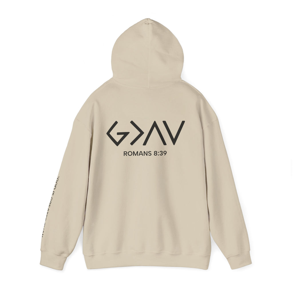 Men Hoodie - Romans 8:39 | GOD IS GREATER THAN MY HIGHS AND MY LOWS