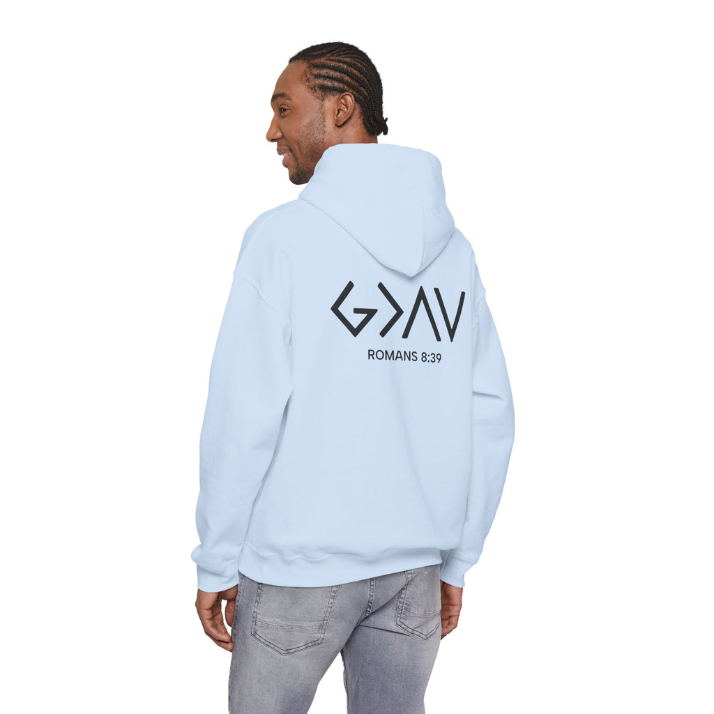 Men Hoodie - Romans 8:39 | GOD IS GREATER THAN MY HIGHS AND MY LOWS