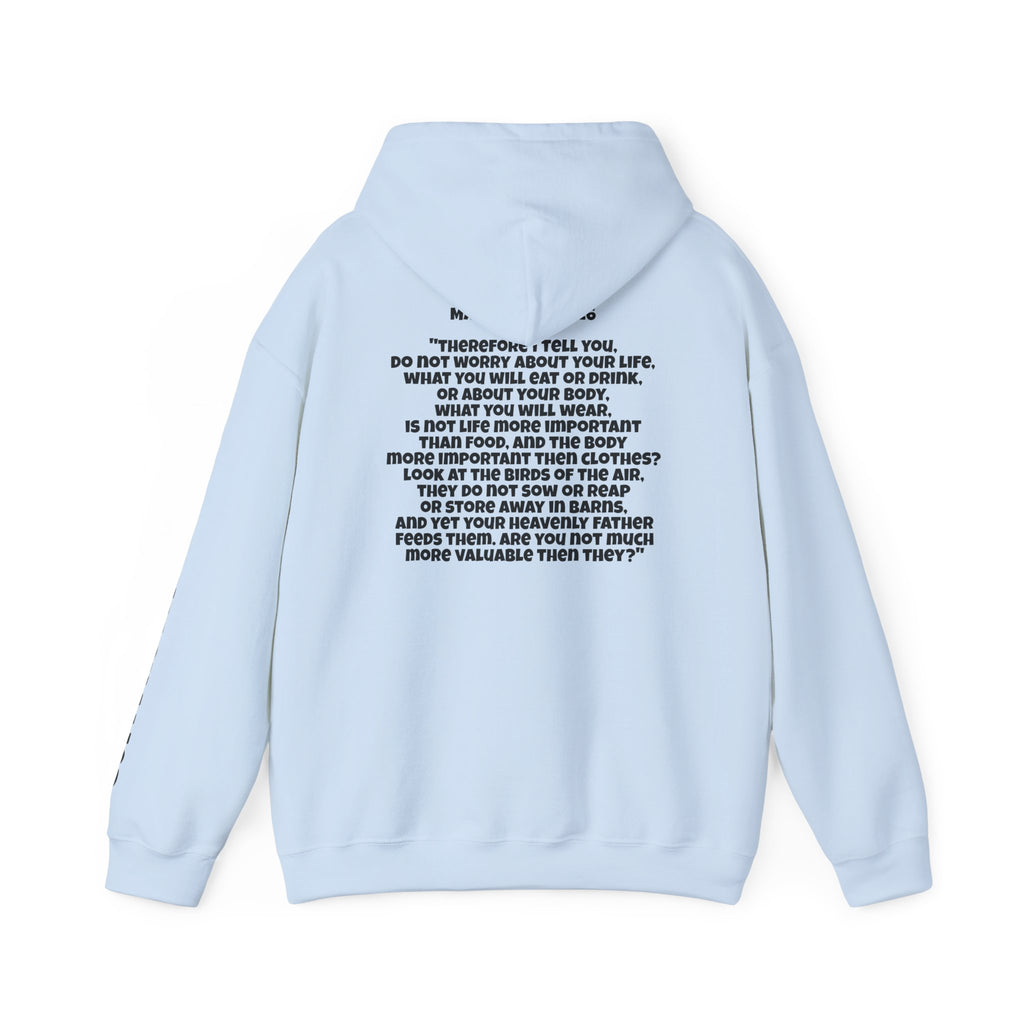 Men & Women Hoodie (Unisex) - Matthew 6: 25-26 Cross Hoodie | Bible Verse Scripture