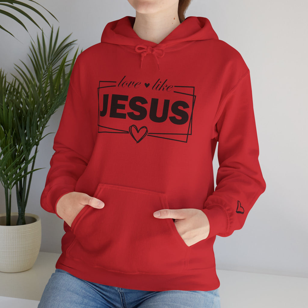 Love like Jesus Hoodie | Faith Christian Heart Sleeve Design