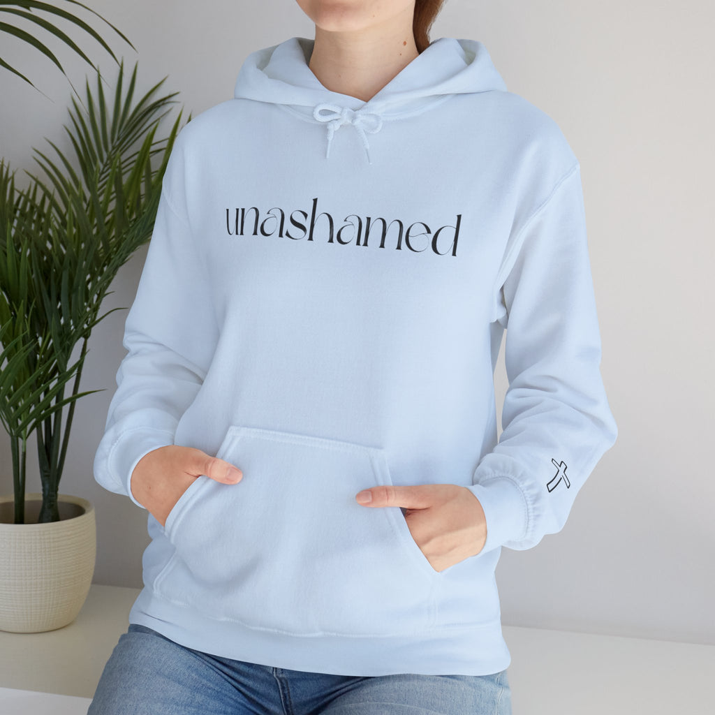 Men & Women Hoodies (Unisex) - I am UNASHAMED black font