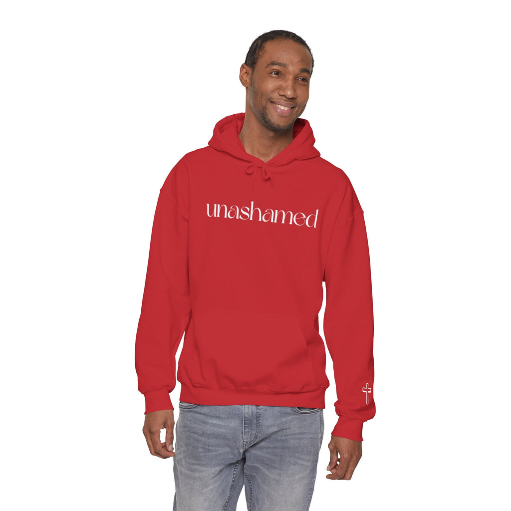Men & Women Hoodies (Unisex) - I am UNASHAMED white font