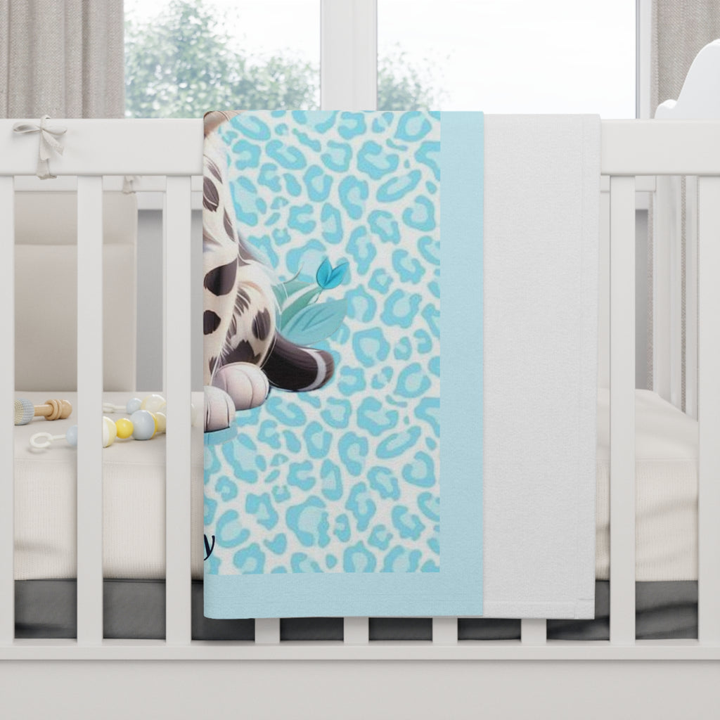 Boys Leopard Baby Blanket with "Psalm 139:14" Scripture