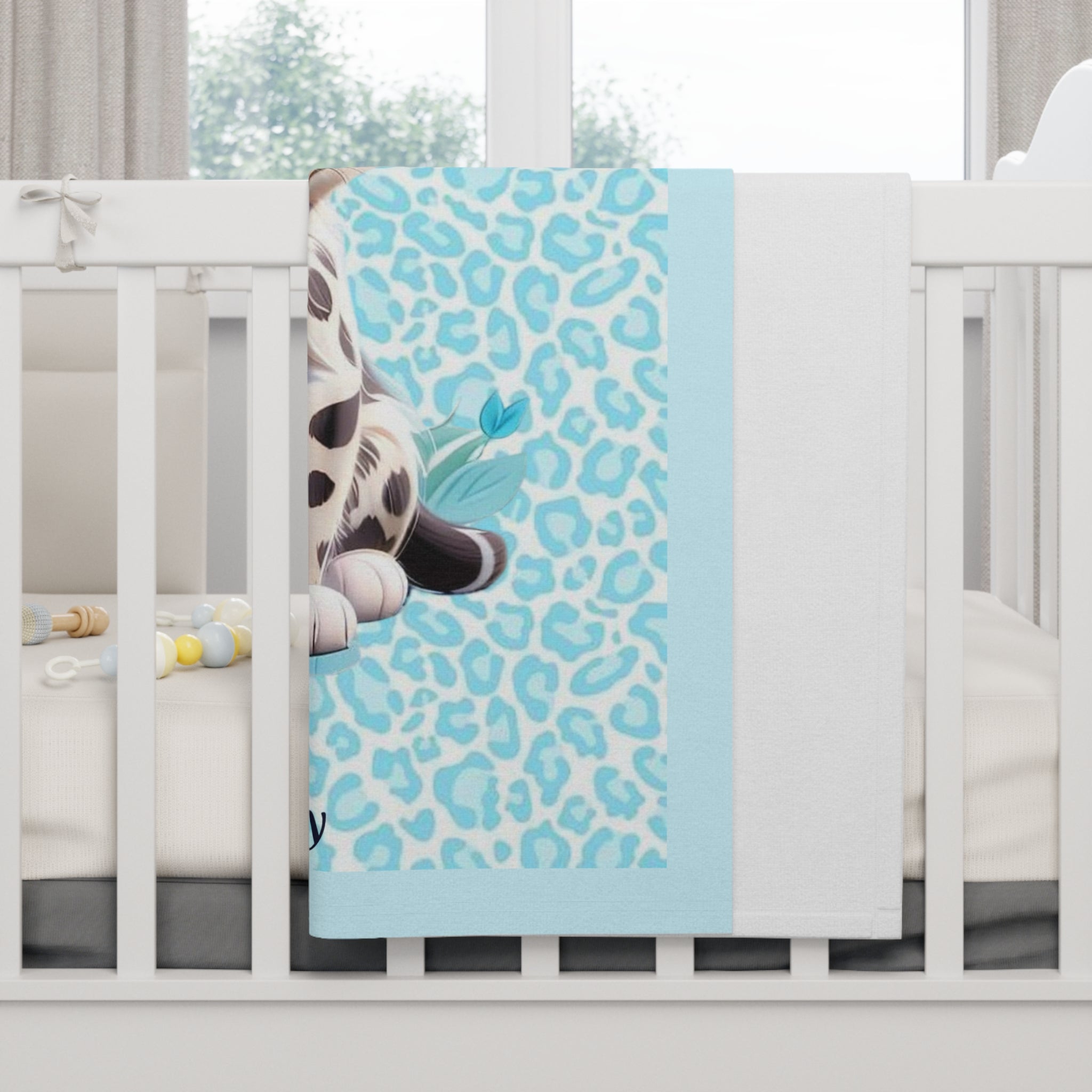 Boys Leopard Baby Blanket with "Psalm 139:14" Scripture
