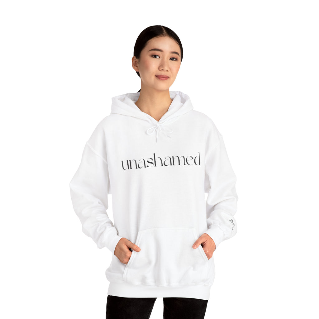 Men & Women Hoodies (Unisex) - I am UNASHAMED black font
