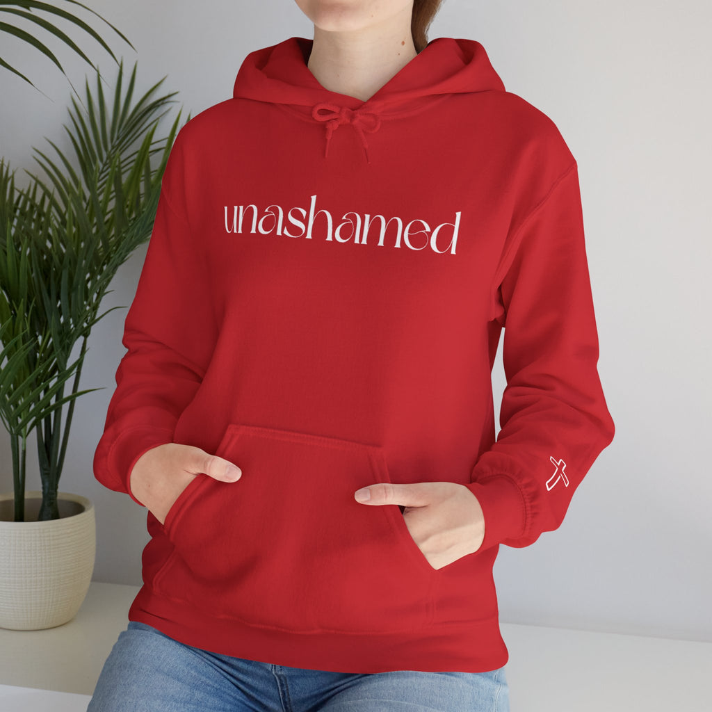 Men & Women Hoodies (Unisex) - I am UNASHAMED white font