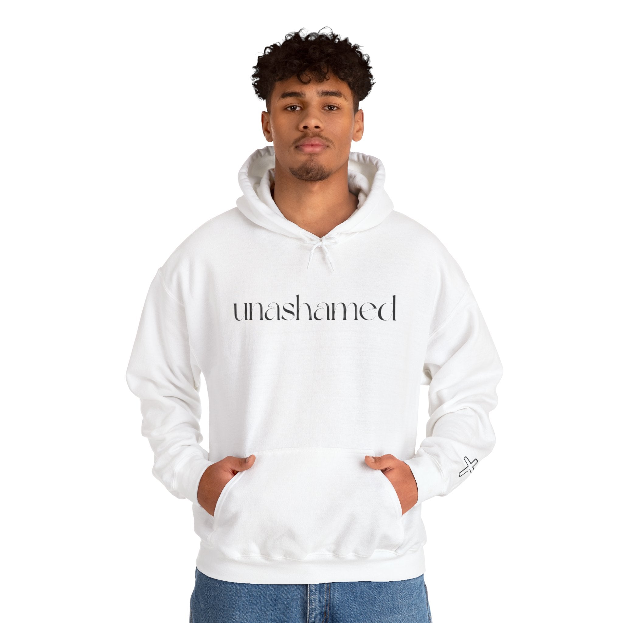 Men & Women Hoodies (Unisex) - I am UNASHAMED black font