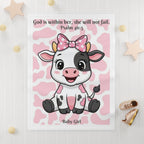 Girls Cow Baby Blanket with "Psalm 46:5" Scripture