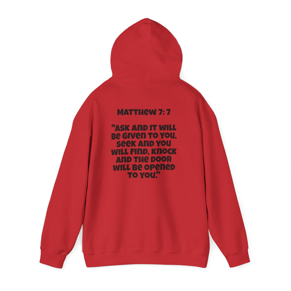 Men & Women Hoodies (Unisex) - Matthew 7:7 Cross Hoodie | Bible Verse Scripture