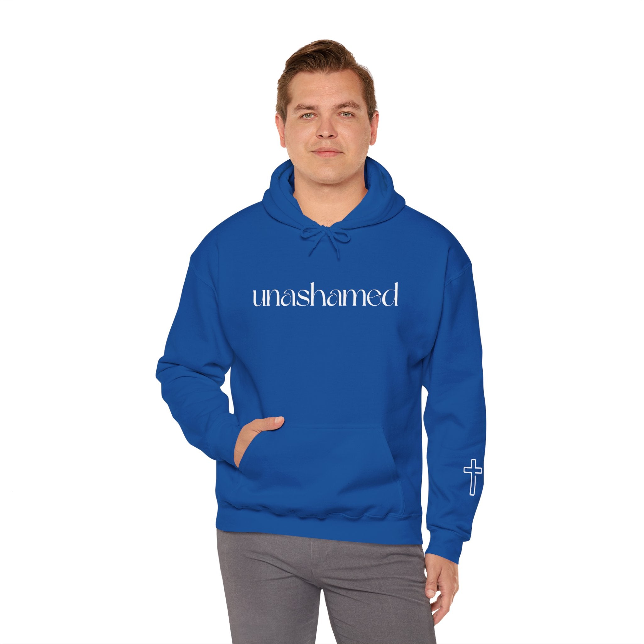 Men & Women Hoodies (Unisex) - I am UNASHAMED white font