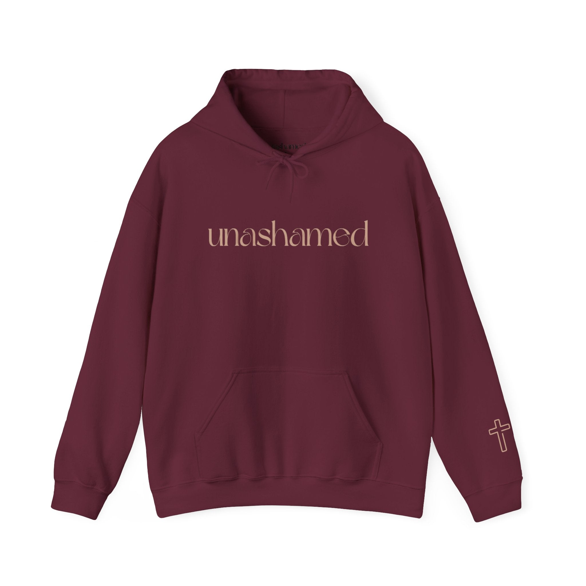 Men & Women Hoodies (Unisex) - I am UNASHAMED beige font
