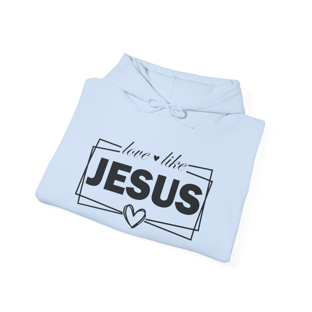 Love like Jesus Hoodie | Faith Christian Heart Sleeve Design