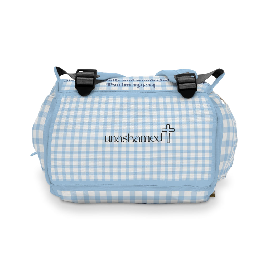 Boys Elephant Baby Diaper Backpack with "Psalm 139:14" Scripture