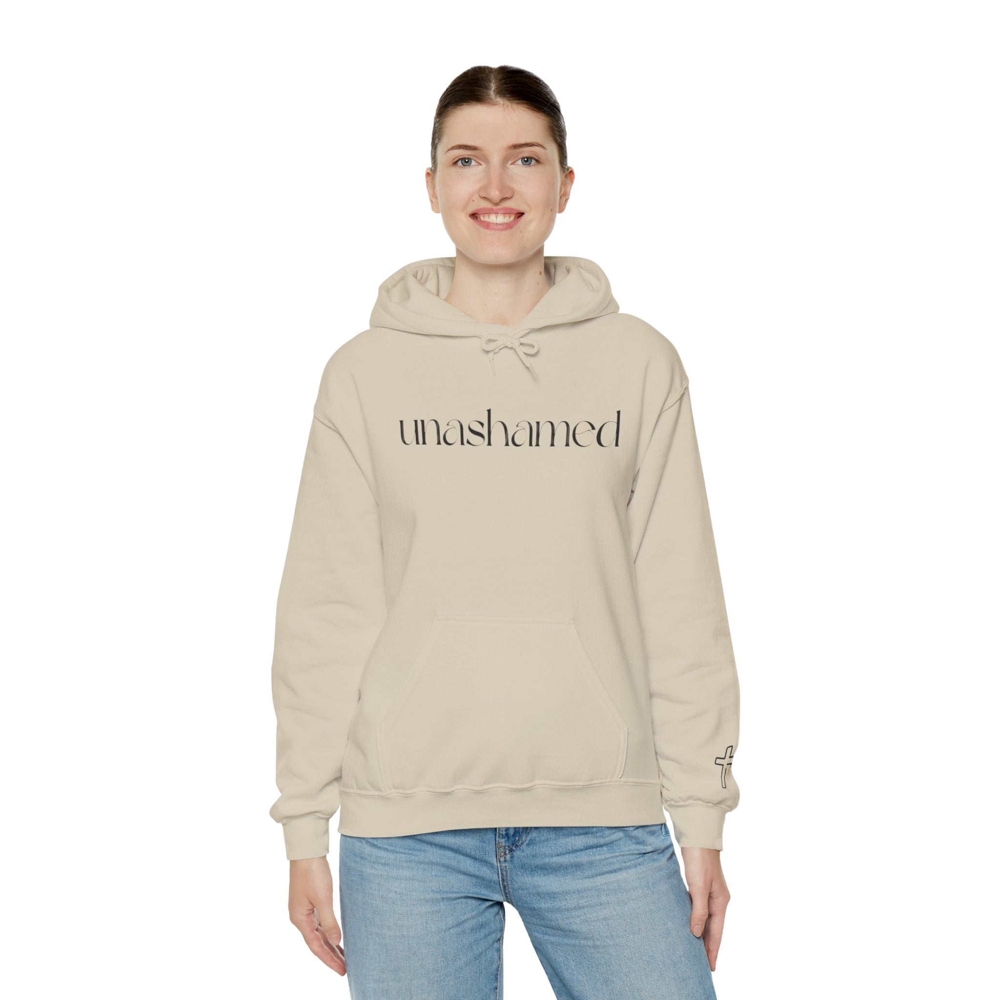 Men & Women Hoodies (Unisex) - I am UNASHAMED black font