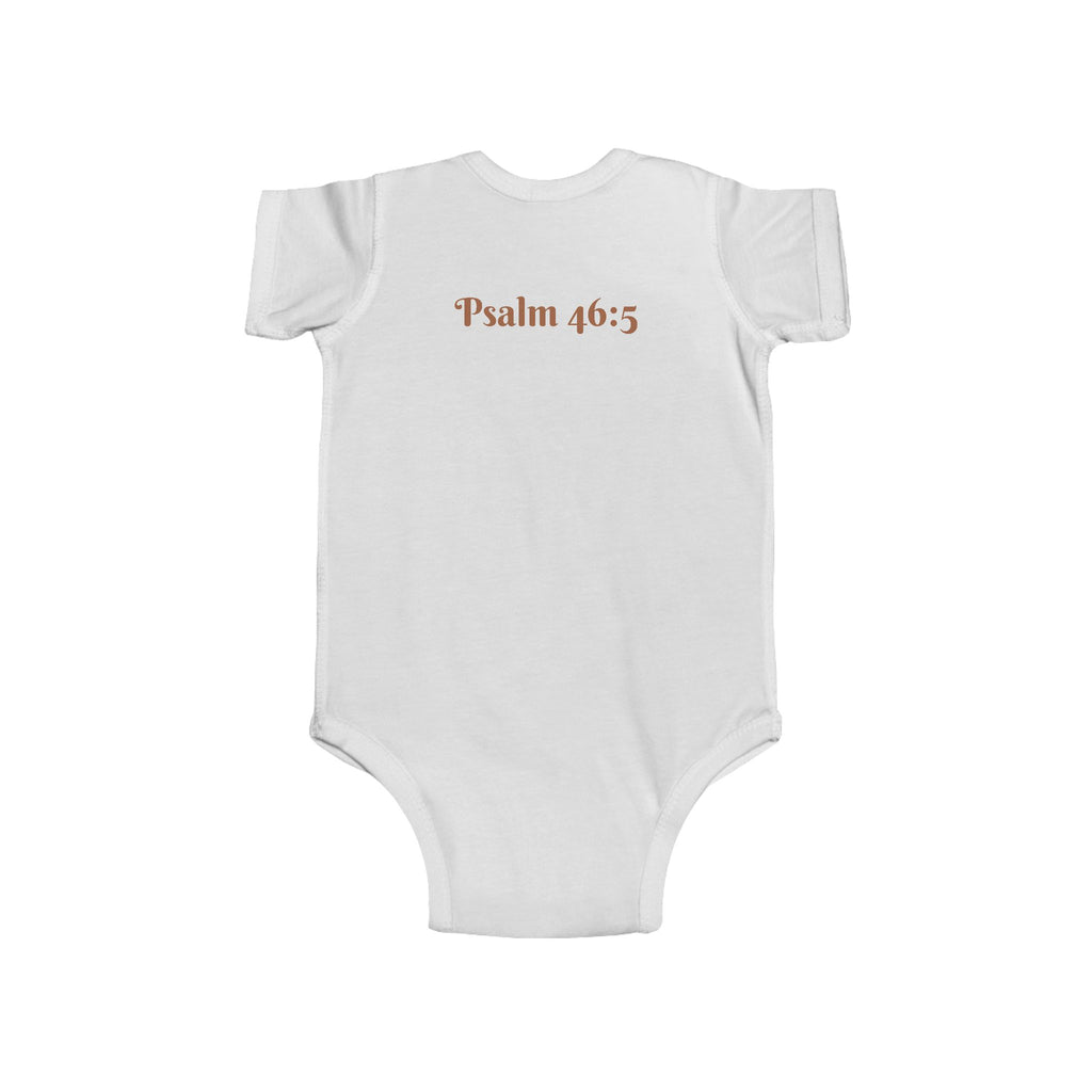 Girls Bear Infant Bodysuit with "Psalm 46:5" Scripture