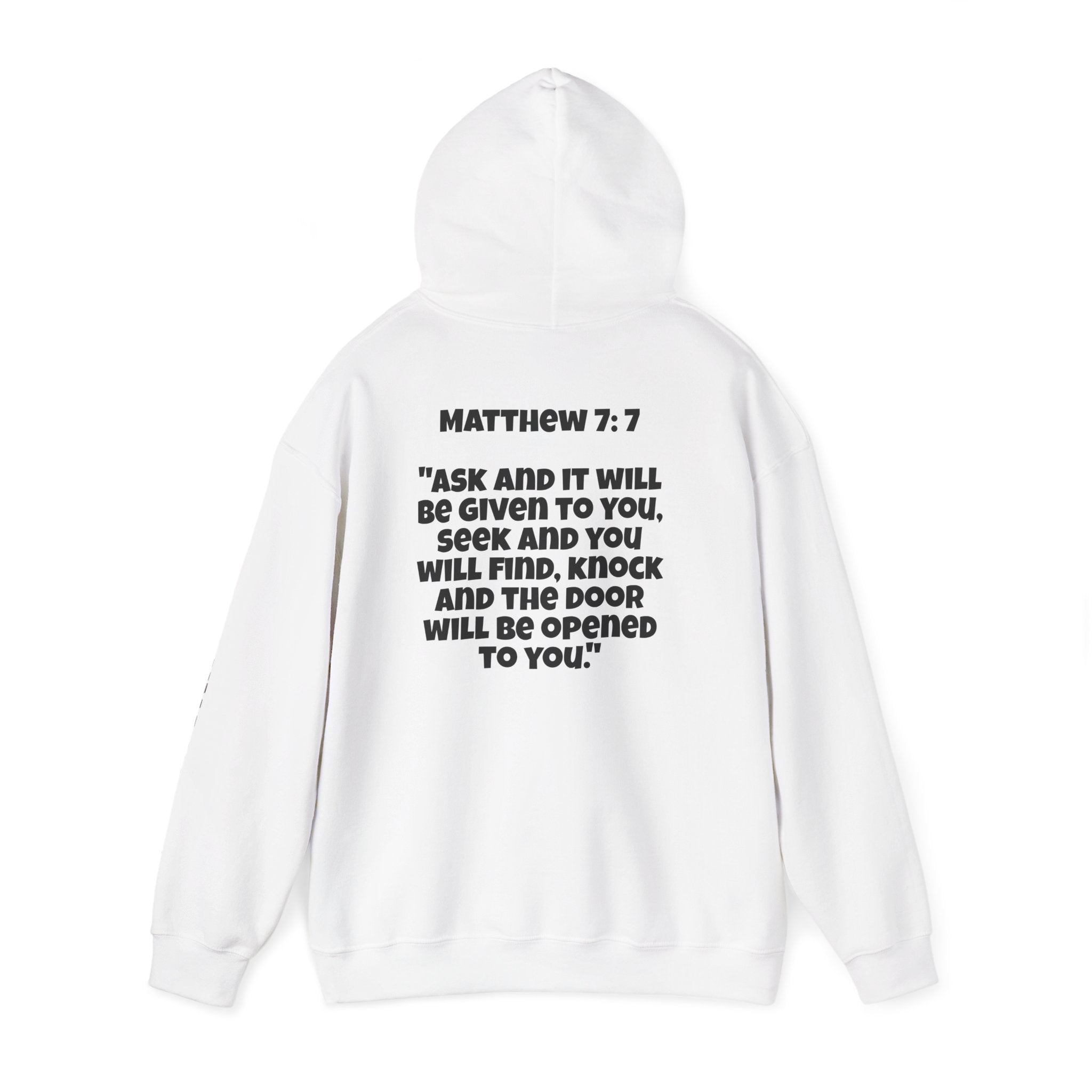 Men & Women Hoodies (Unisex) - Matthew 7:7 Cross Hoodie | Bible Verse Scripture