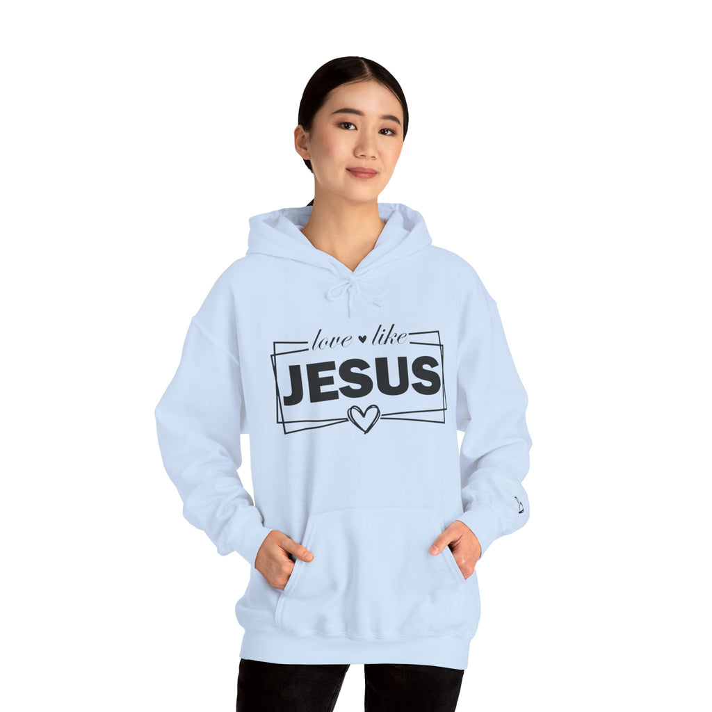 Love like Jesus Hoodie | Faith Christian Heart Sleeve Design