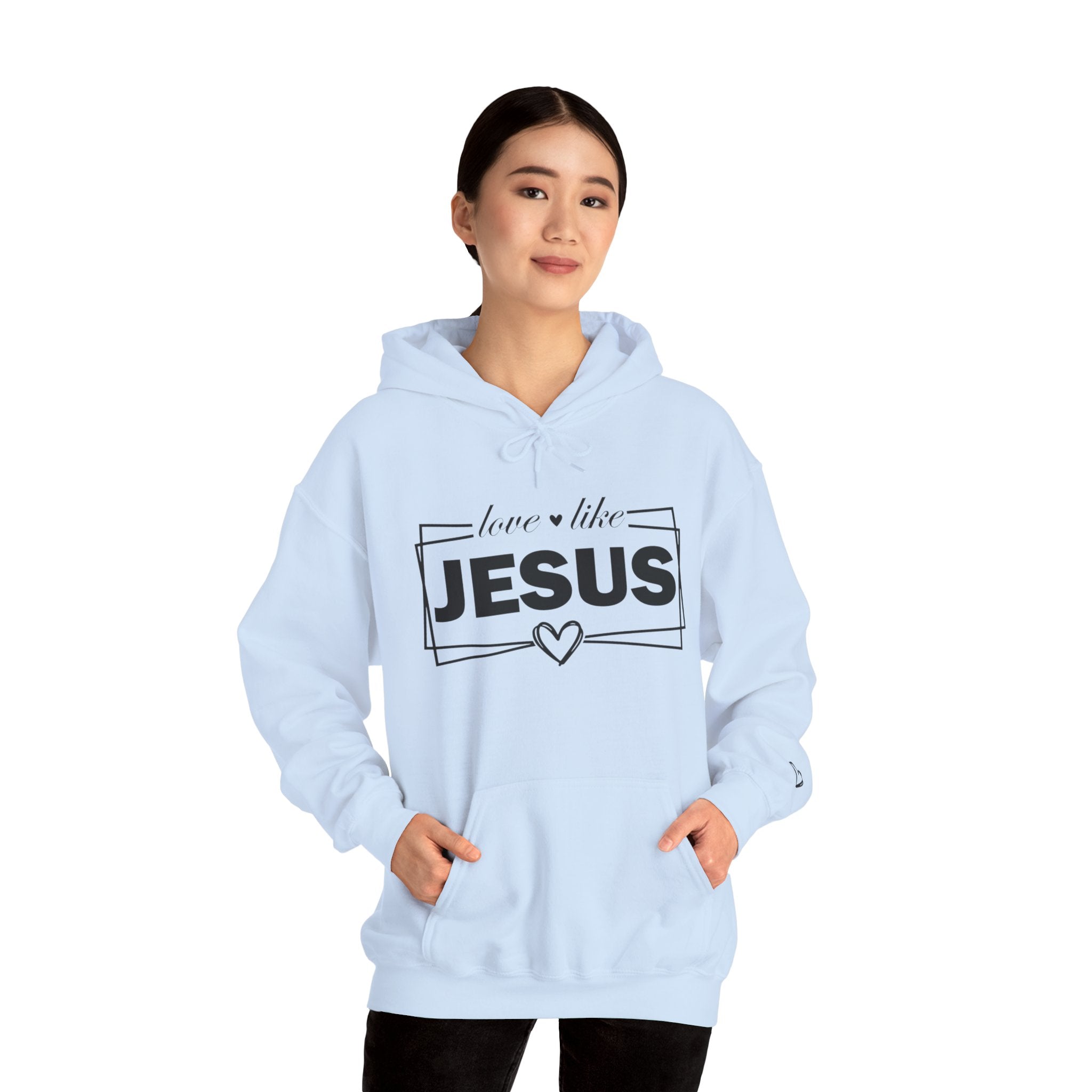 Love like Jesus Hoodie | Faith Christian Heart Sleeve Design
