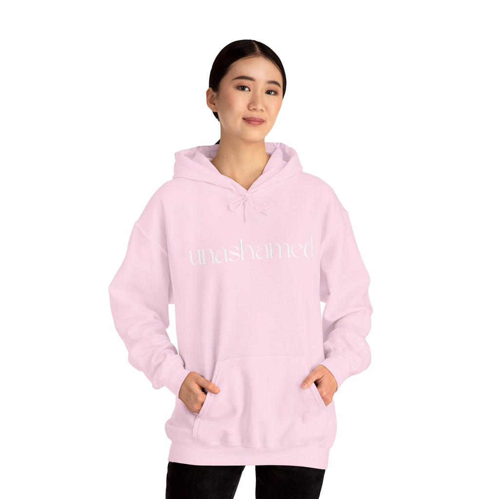 Men & Women Hoodies (Unisex) - I am UNASHAMED white font