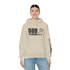 God is Within Her Hoodie | Faith Christian Heart Sleeve Design