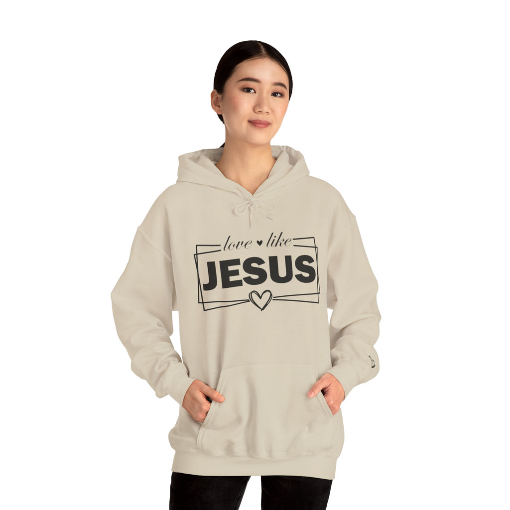 Love like Jesus Hoodie | Faith Christian Heart Sleeve Design