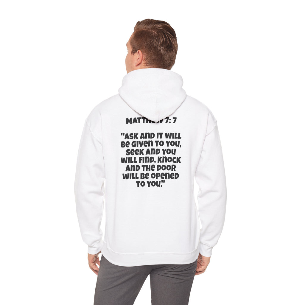 Men & Women Hoodies (Unisex) - Matthew 7:7 Cross Hoodie | Bible Verse Scripture