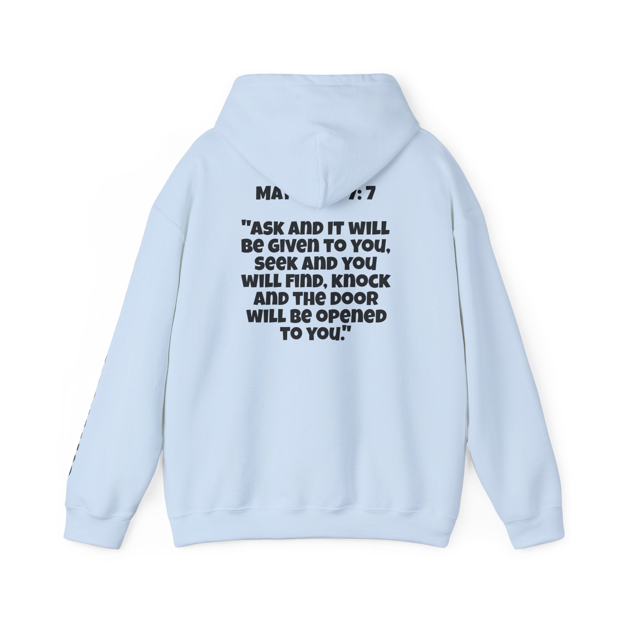 Men & Women Hoodies (Unisex) - Matthew 7:7 Cross Hoodie | Bible Verse Scripture