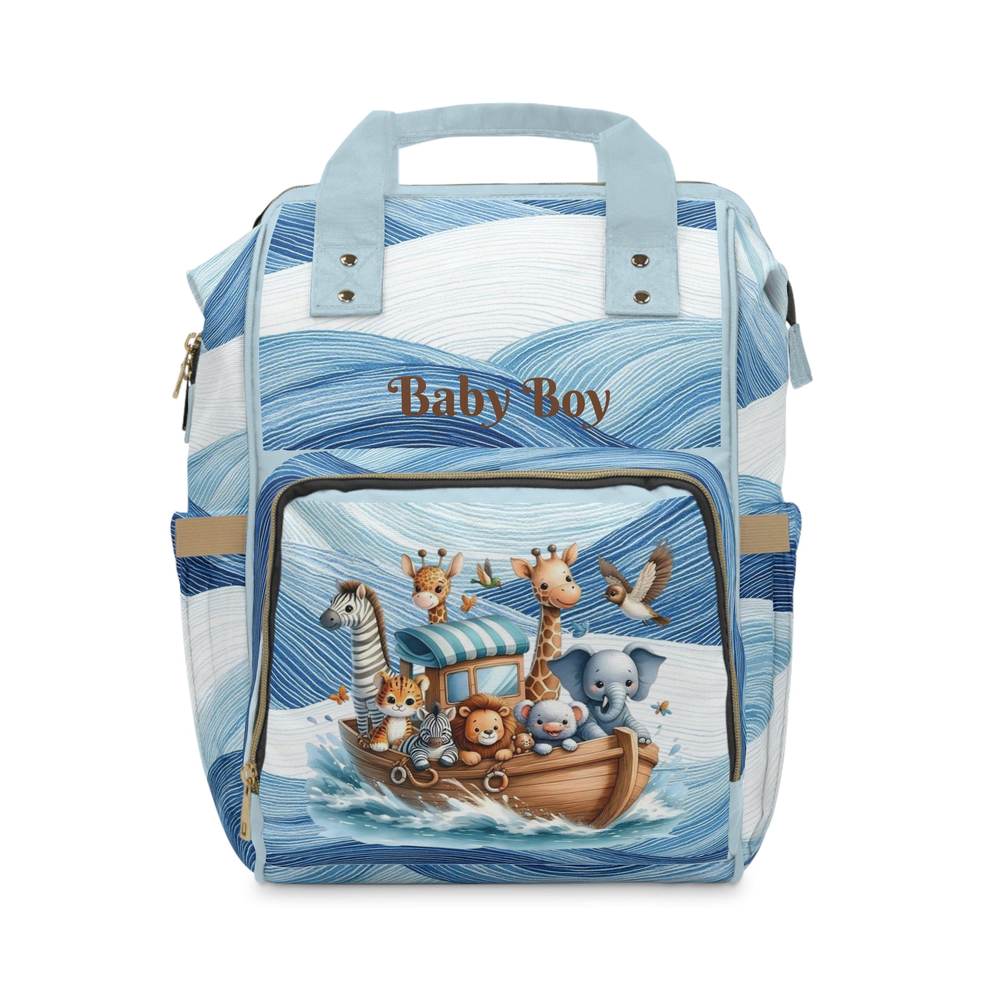 Boys Noah's Ark Baby Diaper Backpack with "Psalm 139:14" Scripture