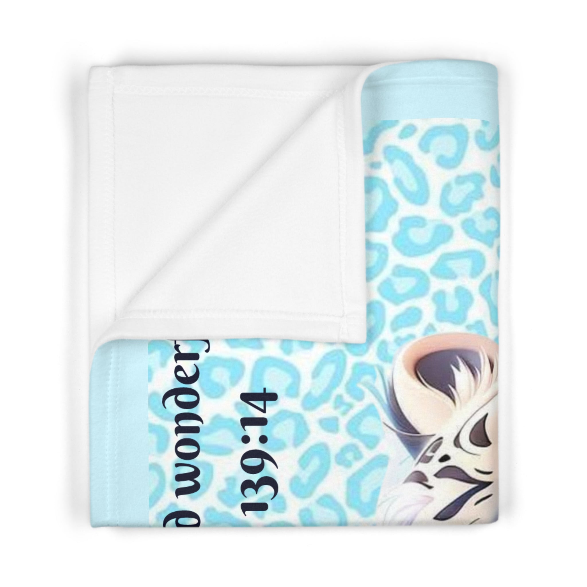Boys Leopard Baby Blanket with "Psalm 139:14" Scripture