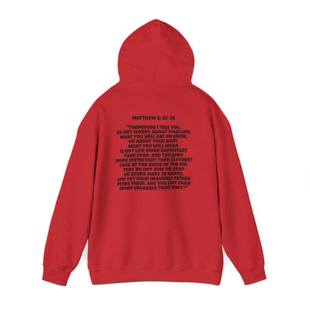Men & Women Hoodie (Unisex) - Matthew 6: 25-26 Cross Hoodie | Bible Verse Scripture