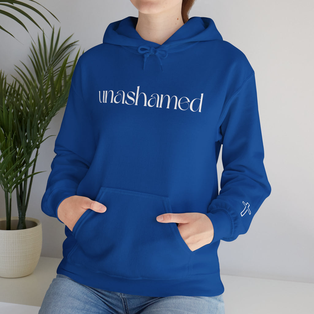 Men & Women Hoodies (Unisex) - I am UNASHAMED white font