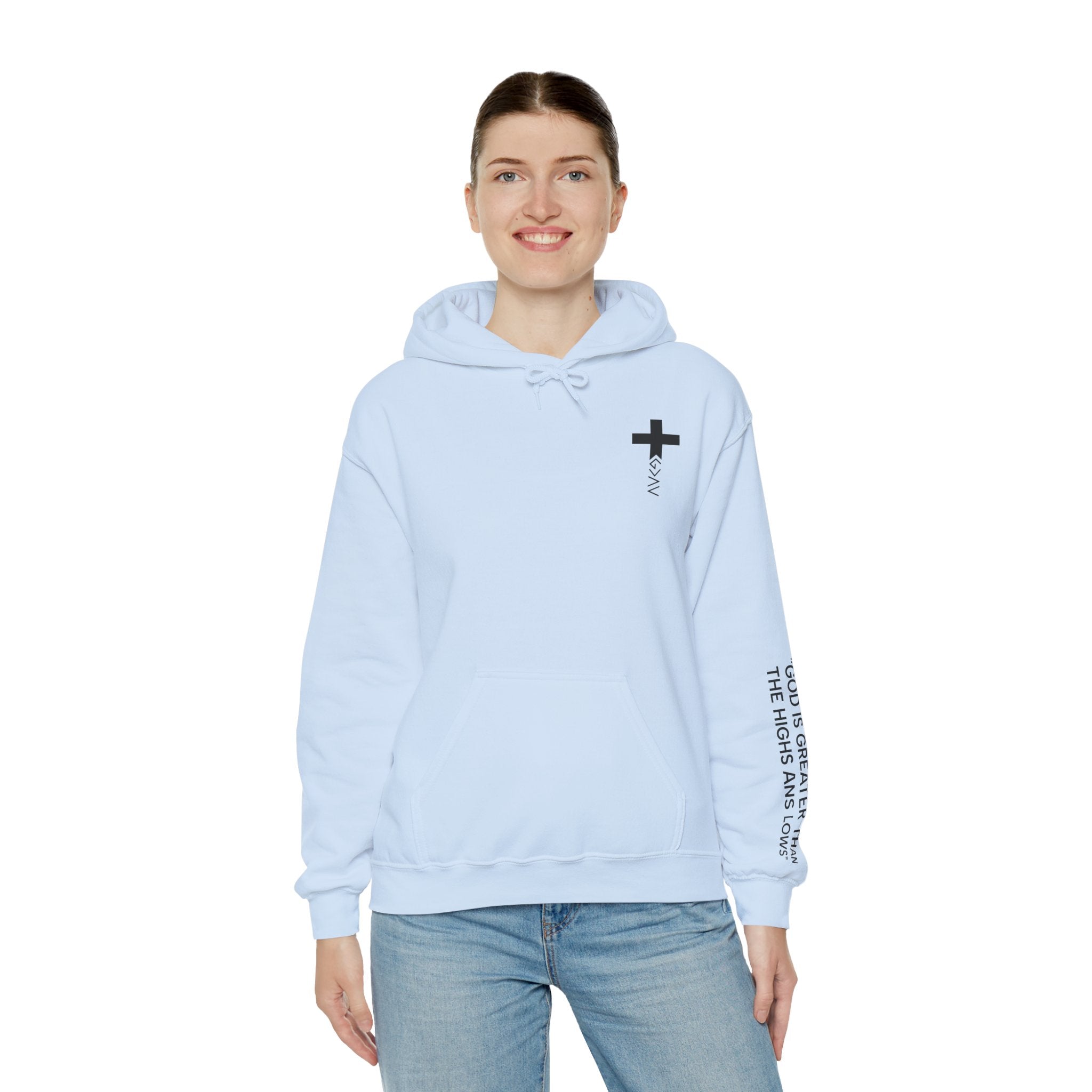 Men Hoodie - Romans 8:39 | GOD IS GREATER THAN MY HIGHS AND MY LOWS