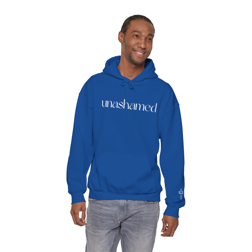 Men & Women Hoodies (Unisex) - I am UNASHAMED white font