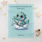 Boys Crocodile Baby Blanket with "Psalm 139:14" Scripture