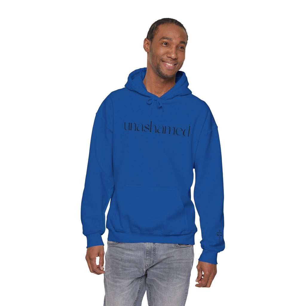 Men & Women Hoodies (Unisex) - I am UNASHAMED black font