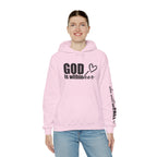 God is Within Her Hoodie | Faith Christian Heart Sleeve Design