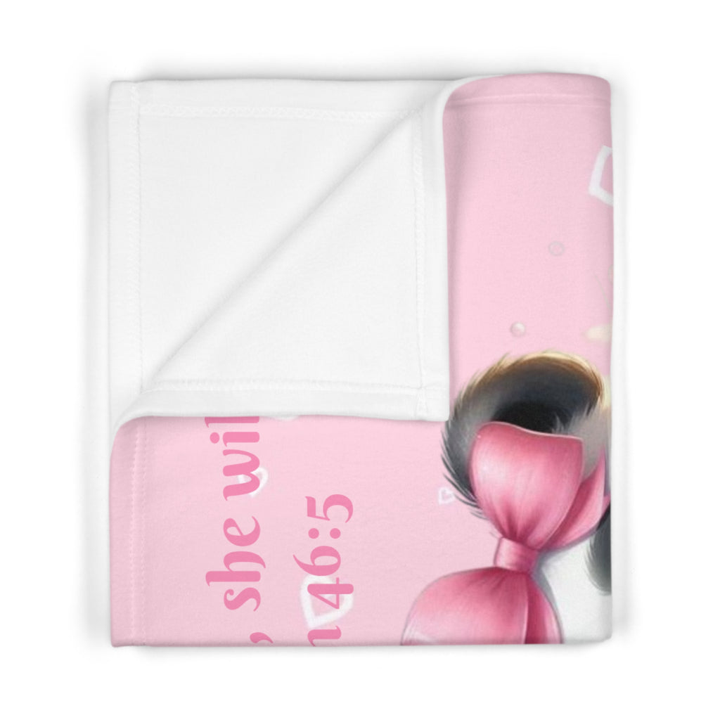 Girls Panda Baby Blanket with "Psalm 46:5" Scripture